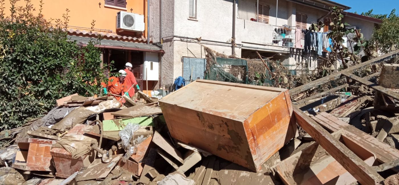 Uno dei punti a Ostra, la frazione di Pianello, colpiti dall'alluvione del 15 settembre 2022