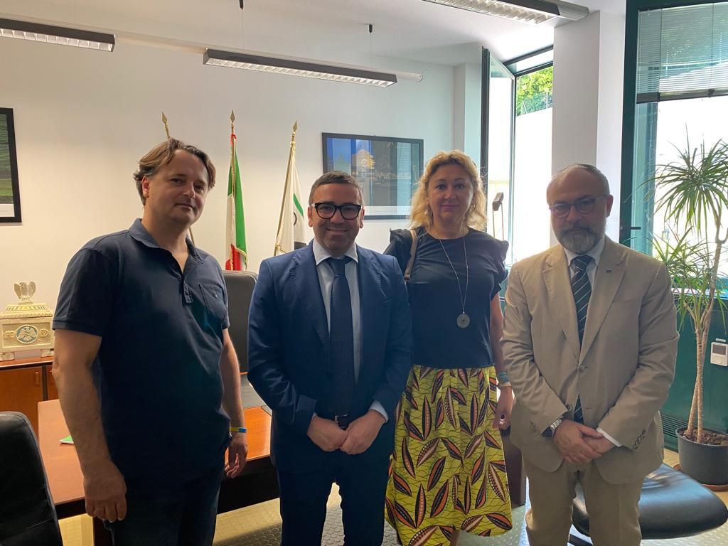 L'associazione Insieme per Ucraina incontra le istituzioni regionali. Da sinistra: Andriy Podolskyy, Nicola Baiocchi, Elena Tymchenko e Massimo Bello