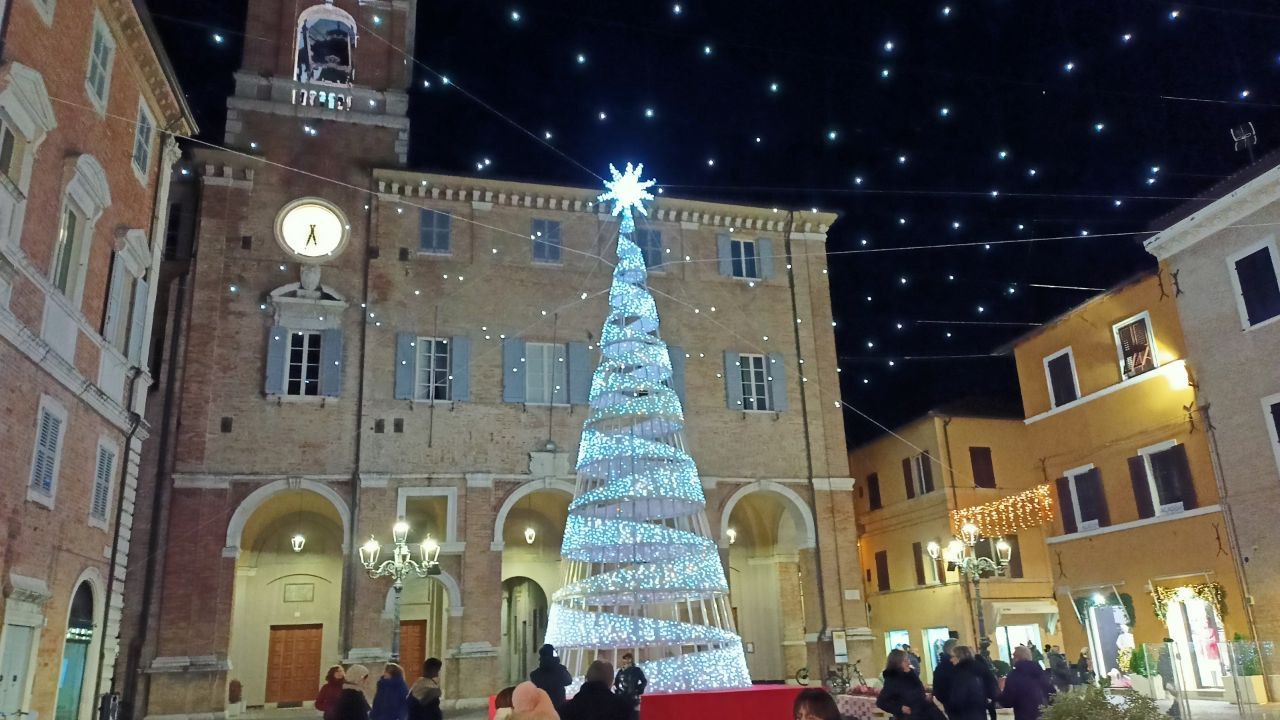 Le luminarie di natale in piazza Roma a Senigallia (dicembre 2024)