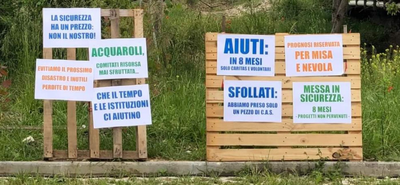 La protesta degli alluvionati a Pianello di Ostra