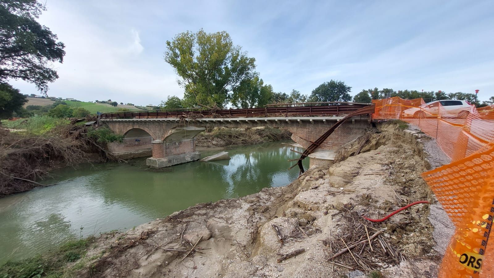 Il ponte del Coppetto a Ostra, uno dei numerosi danneggiati dall'alluvione del 15 settembre 2022 nella provincia di Ancona