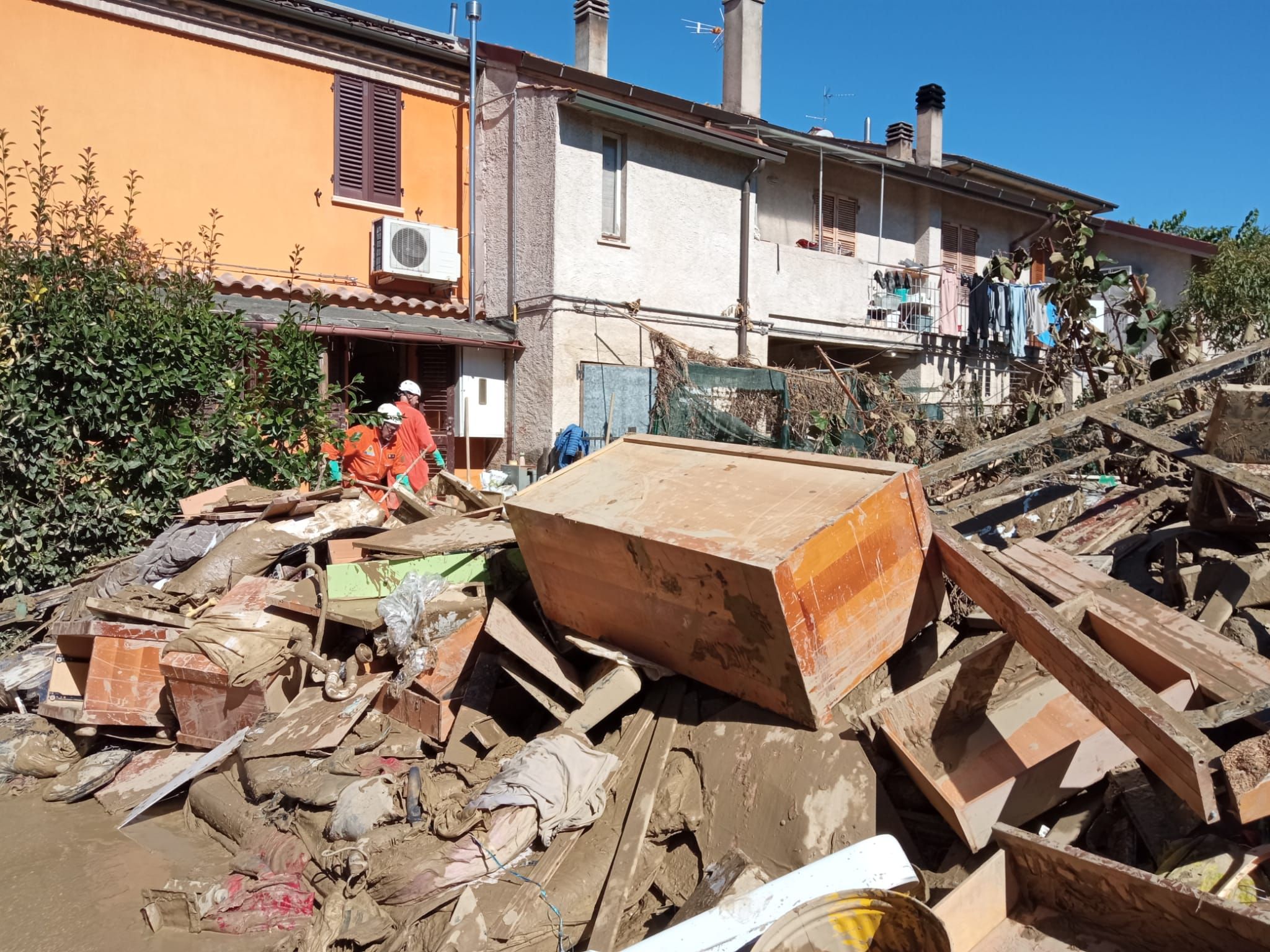 Uno dei punti a Ostra, la frazione di Pianello, colpiti dall'alluvione del 15 settembre 2022